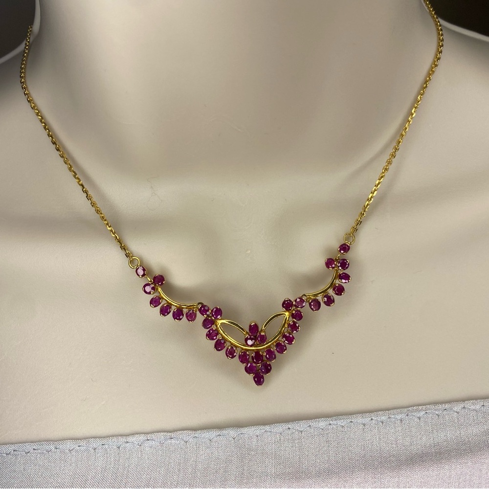 Burmese Ruby Necklace In 18k Solid Gold New - image 1